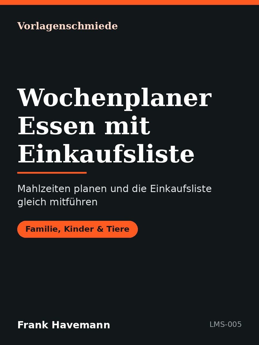 Wochenplaner Essen mit Einkaufsliste