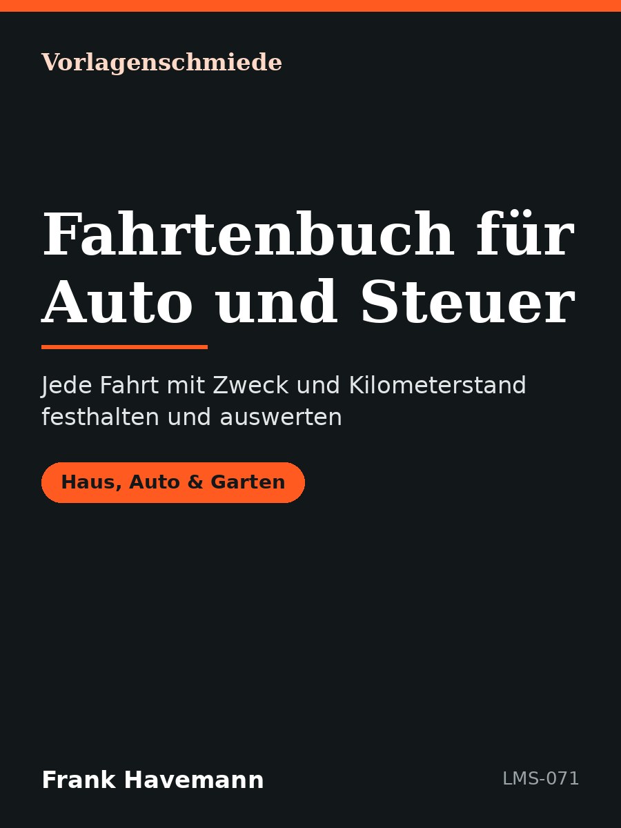 Fahrtenbuch für Auto und Steuer