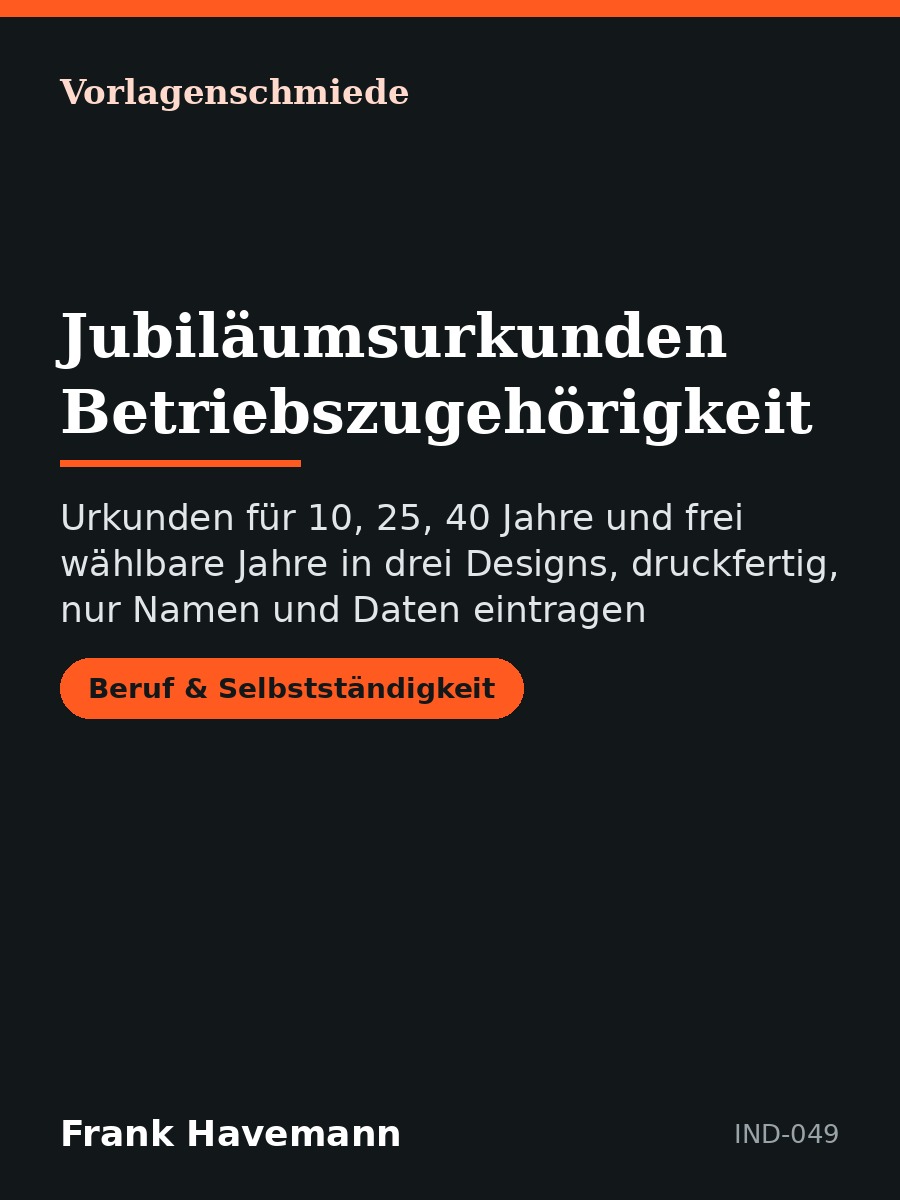 Jubiläumsurkunden Betriebszugehörigkeit