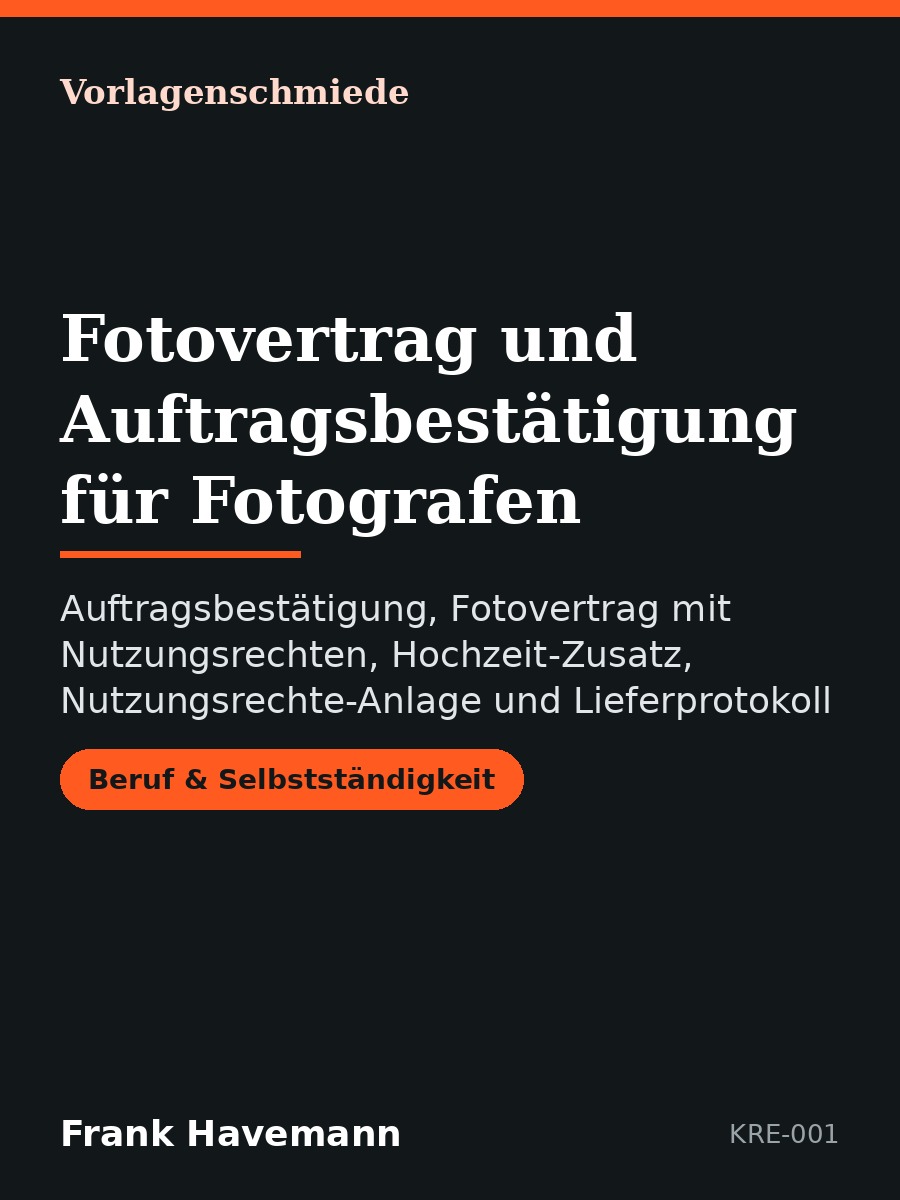Fotovertrag und Auftragsbestätigung für Fotografen