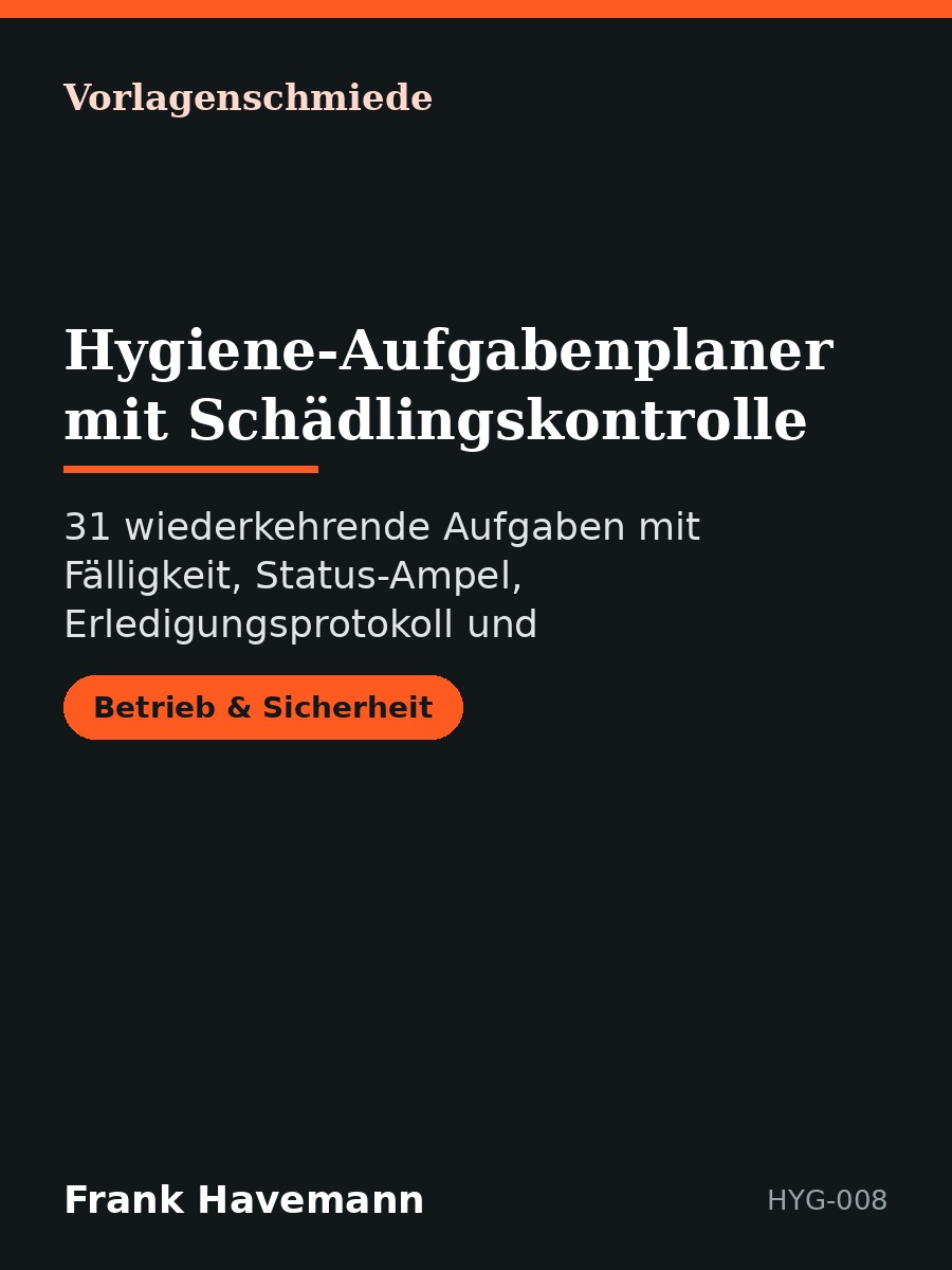 Hygiene-Aufgabenplaner mit Schädlingskontrolle