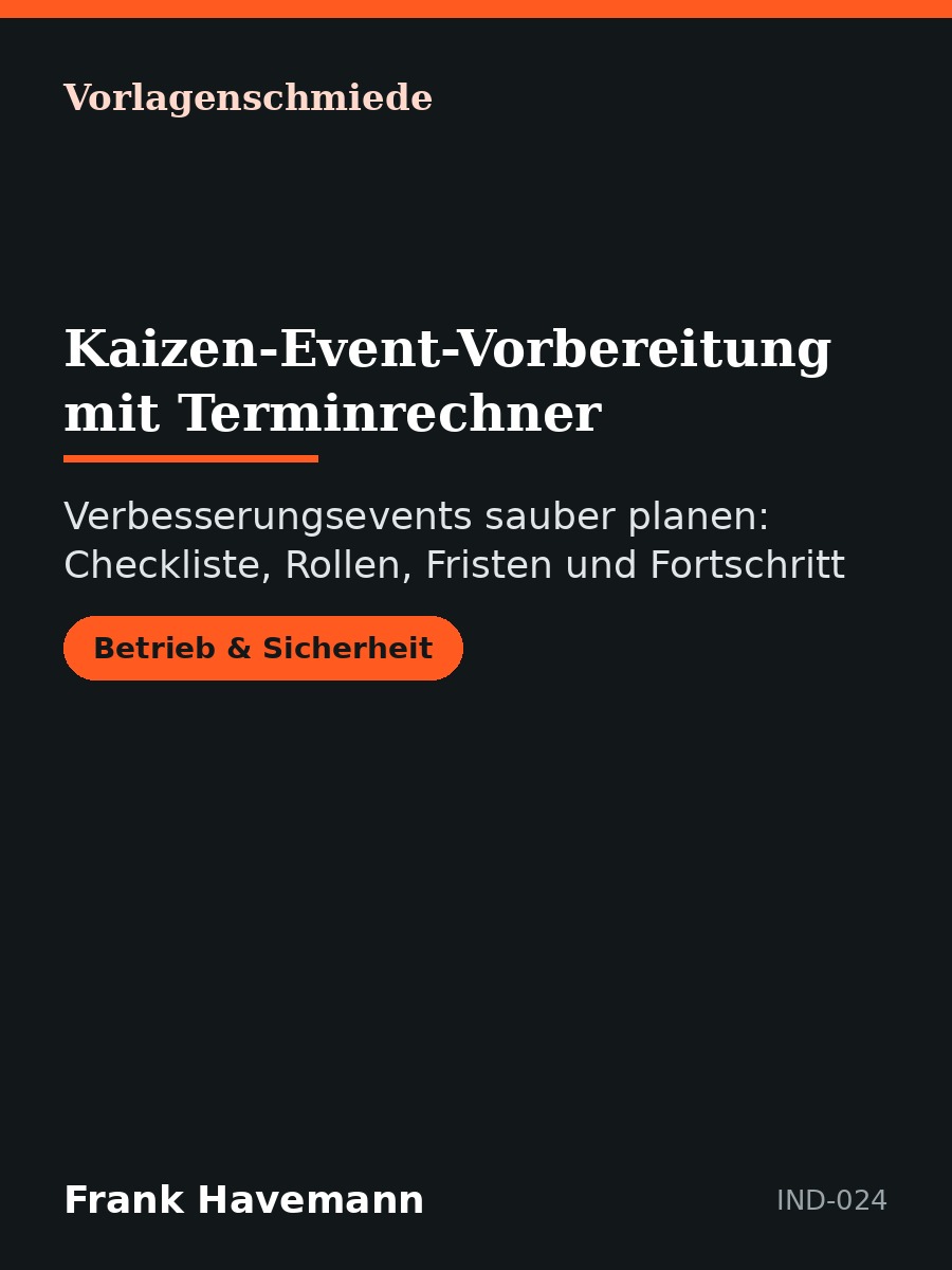 Kaizen-Event-Vorbereitung mit Terminrechner