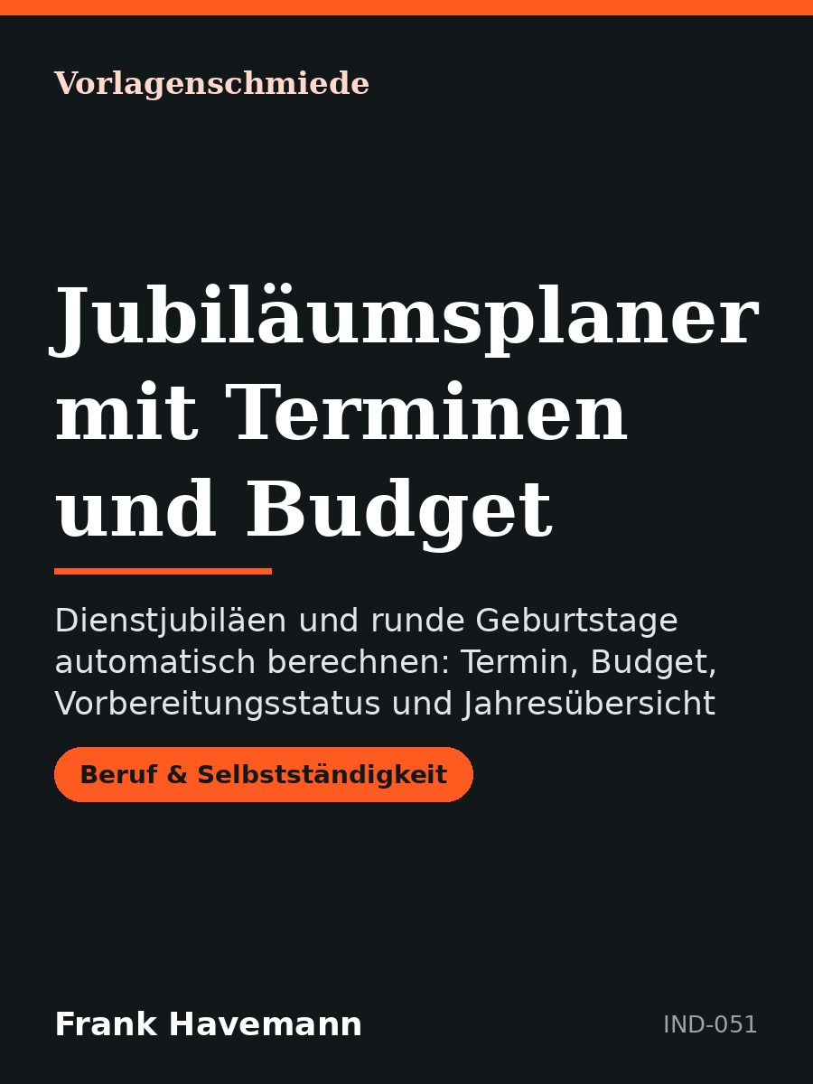 Jubiläumsplaner mit Terminen und Budget