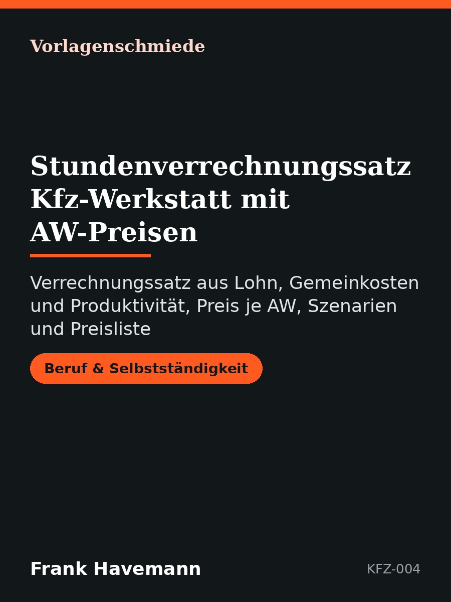 Stundenverrechnungssatz Kfz-Werkstatt mit AW-Preisen