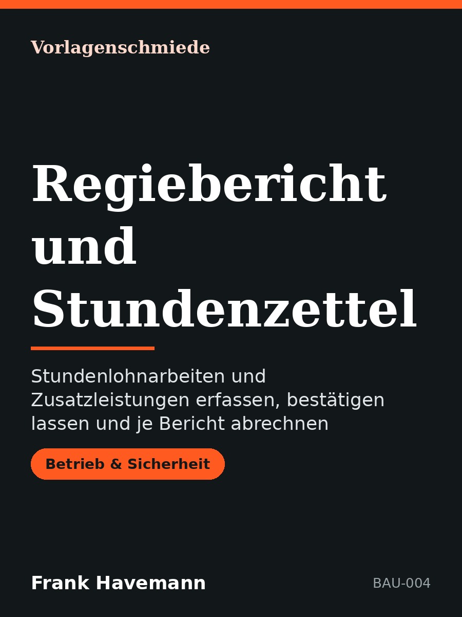 Regiebericht und Stundenzettel