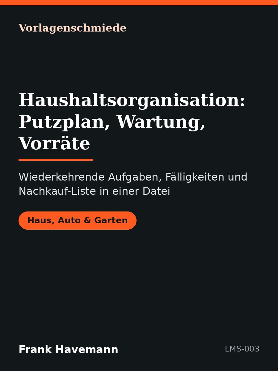 Haushaltsorganisation: Putzplan, Wartung, Vorräte
