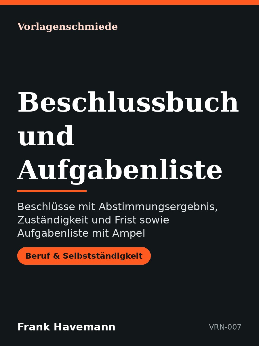 Beschlussbuch und Aufgabenliste