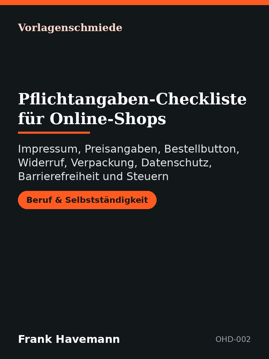 Pflichtangaben-Checkliste für Online-Shops