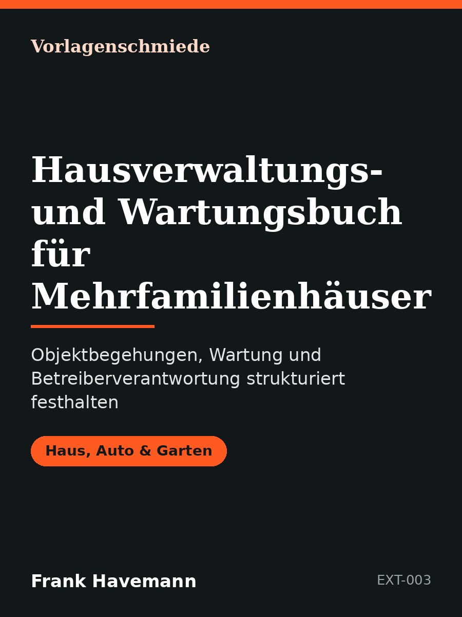 Hausverwaltungs- und Wartungsbuch für Mehrfamilienhäuser