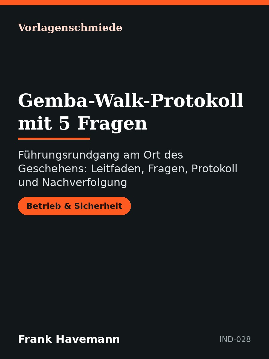 Gemba-Walk-Protokoll mit 5 Fragen