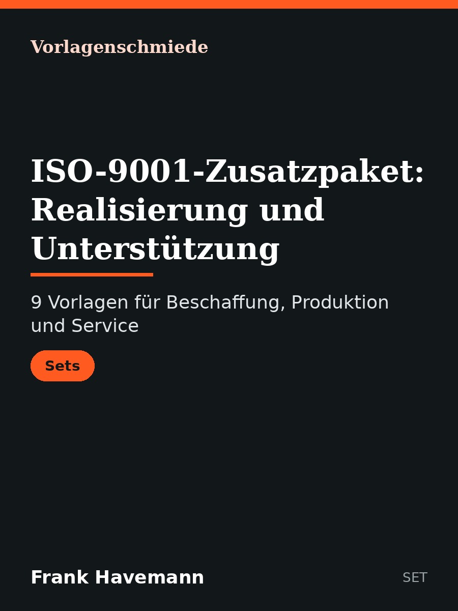 ISO-9001-Zusatzpaket: Realisierung und Unterstützung
