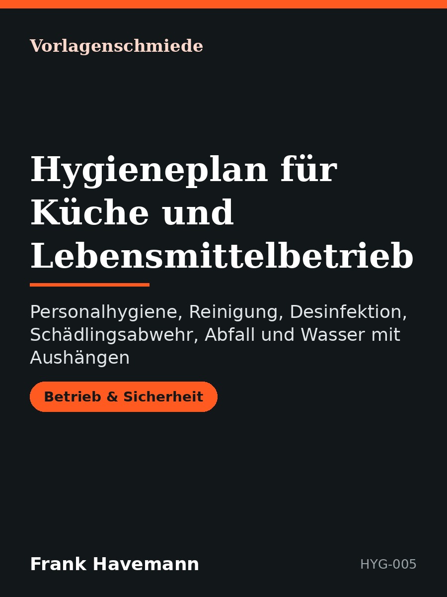 Hygieneplan für Küche und Lebensmittelbetrieb