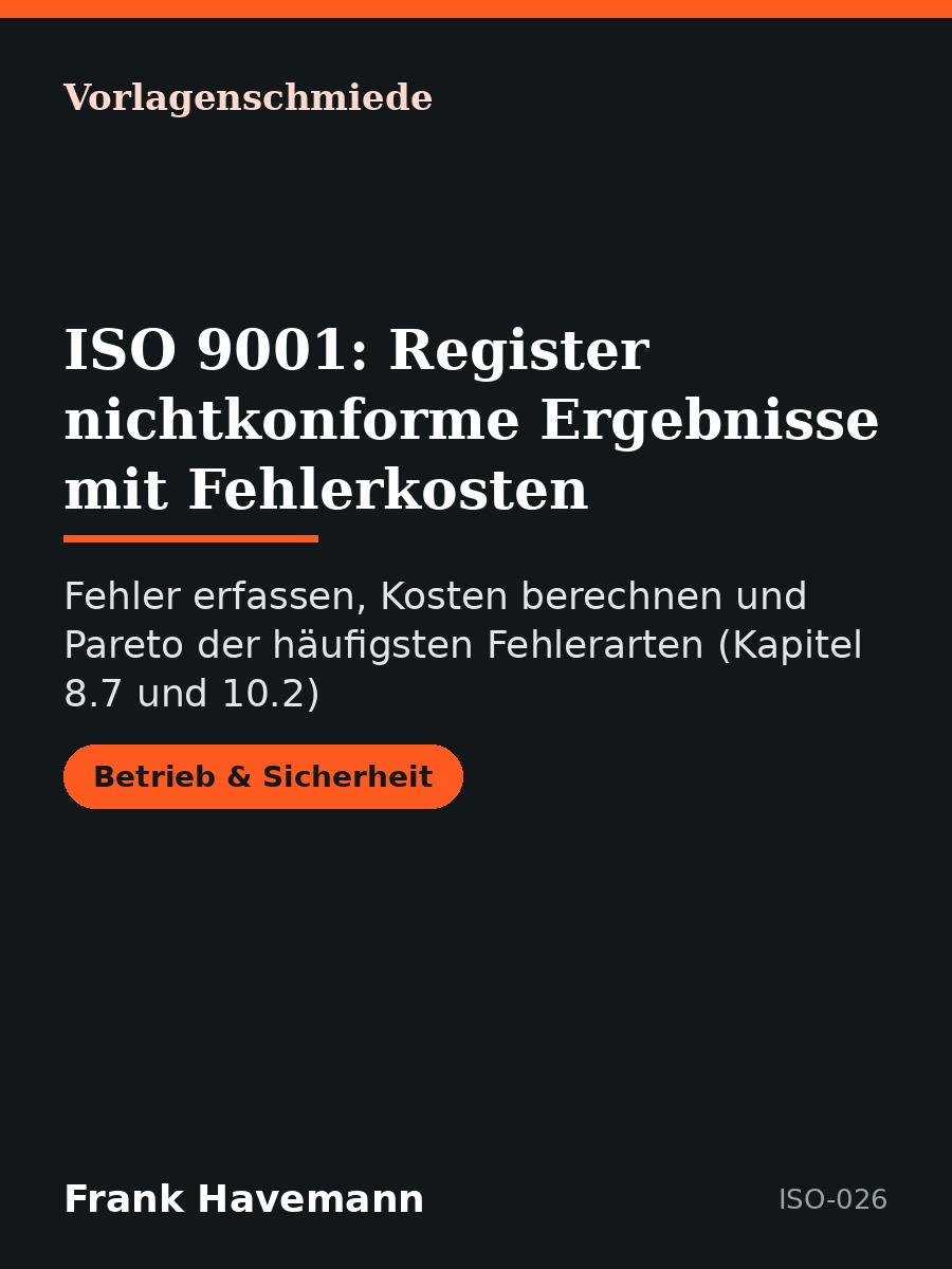 ISO 9001: Register nichtkonforme Ergebnisse mit Fehlerkosten