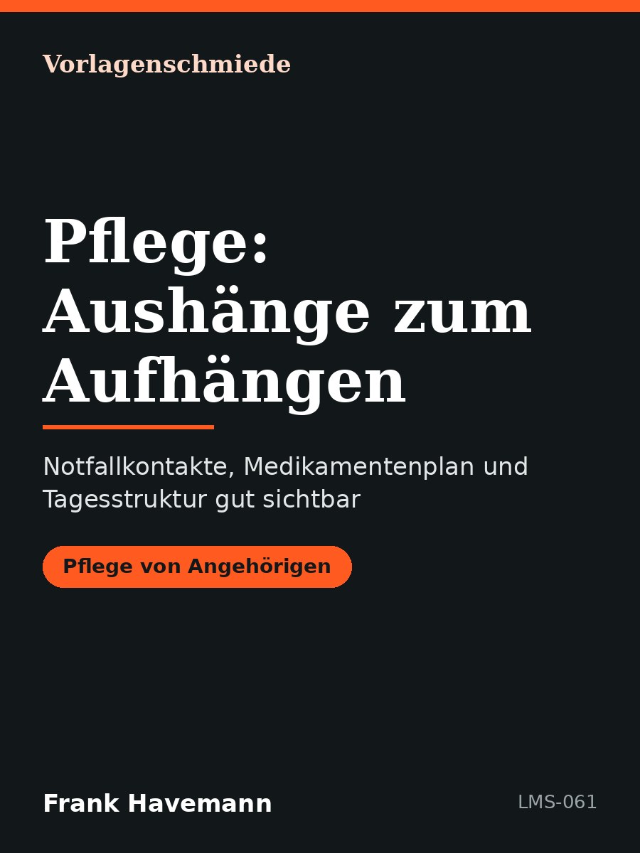 Pflege: Aushänge zum Aufhängen