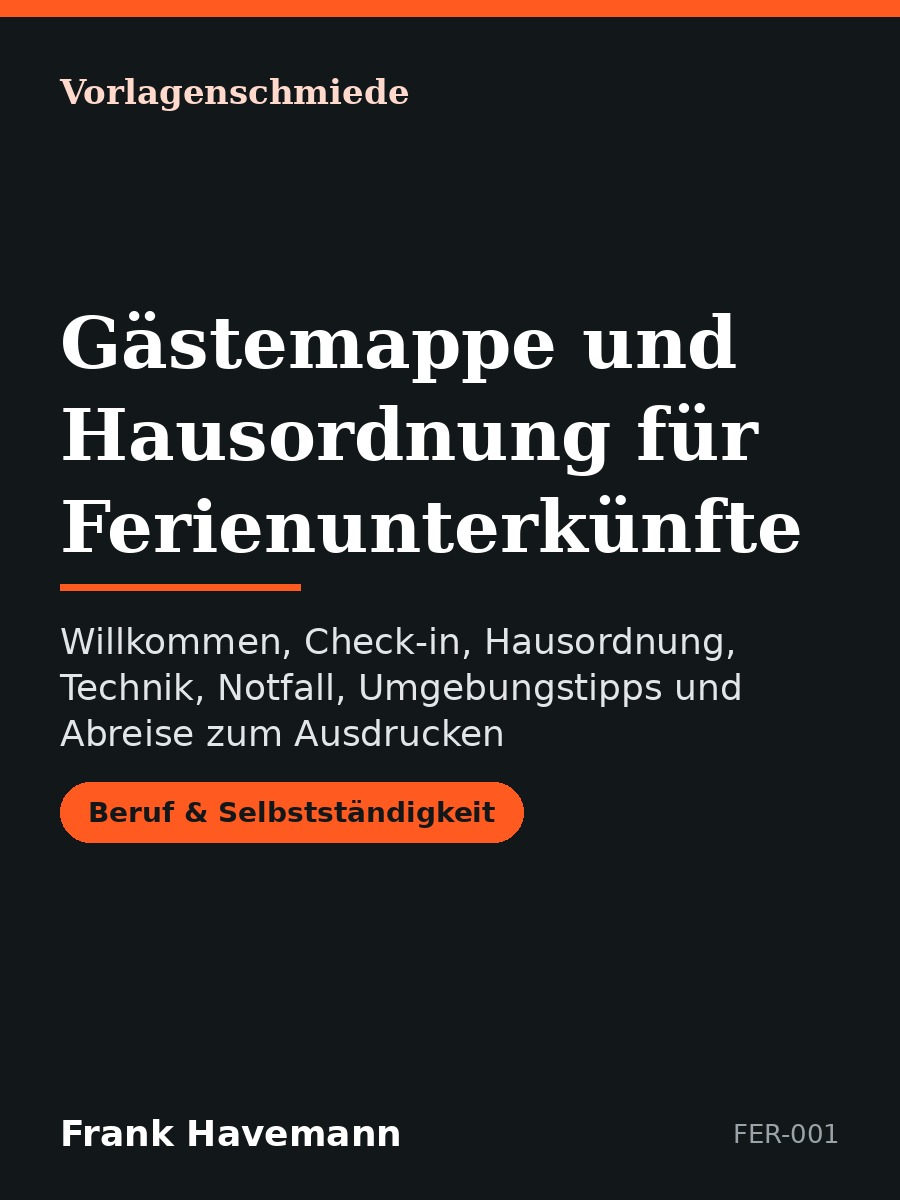 Gästemappe und Hausordnung für Ferienunterkünfte