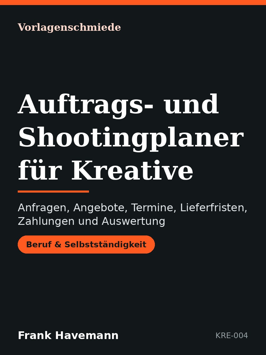 Auftrags- und Shootingplaner für Kreative