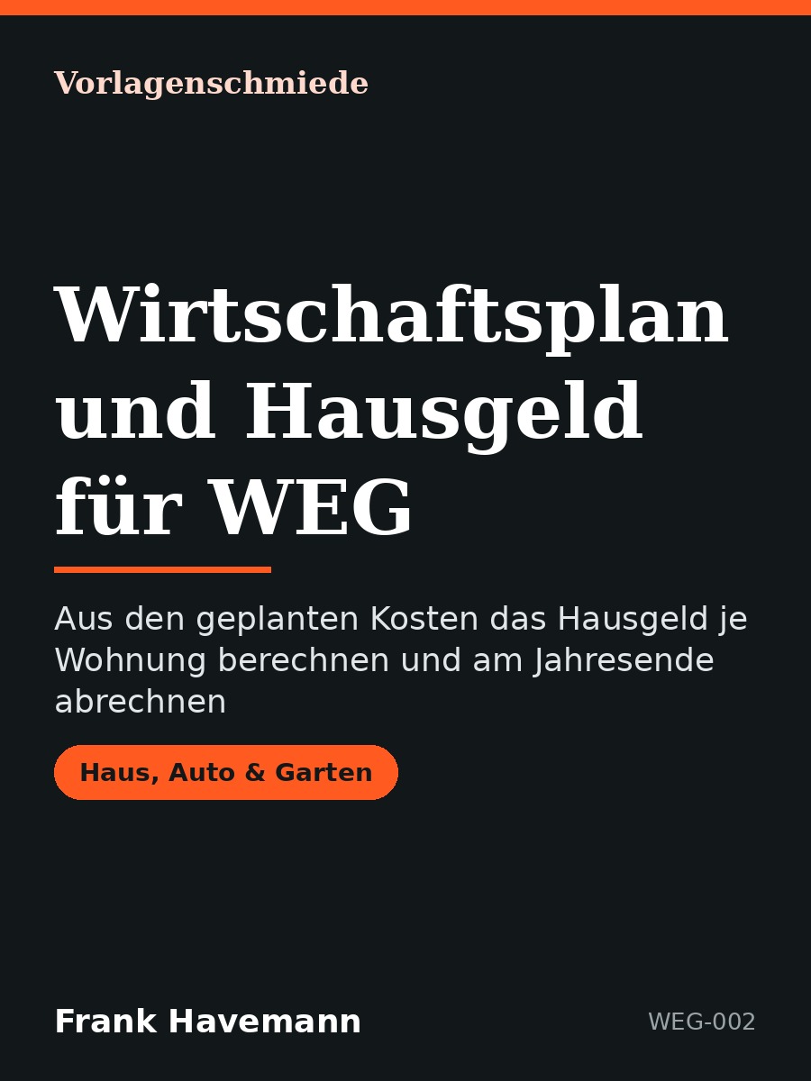 Wirtschaftsplan und Hausgeld für WEG