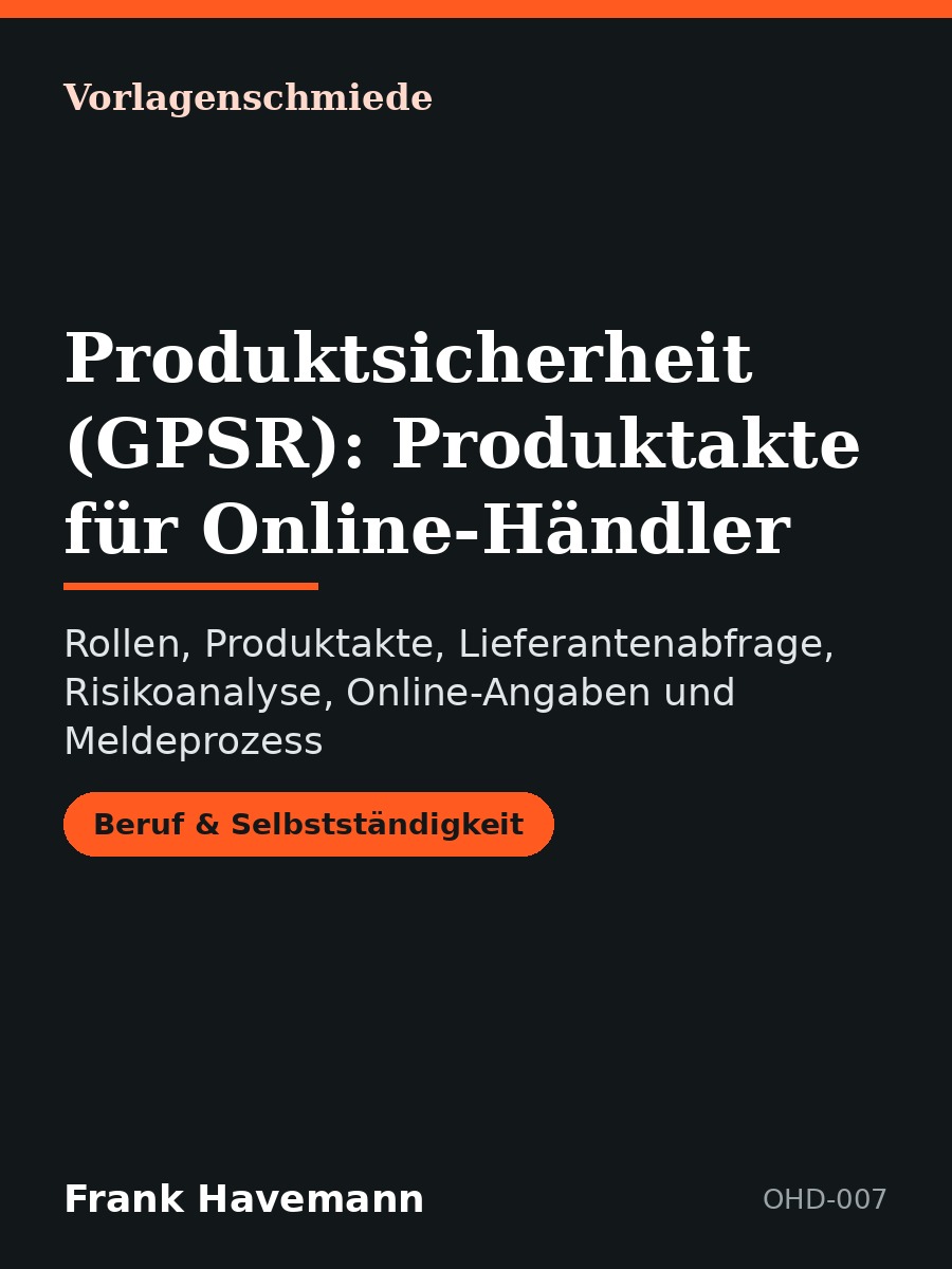 Produktsicherheit (GPSR): Produktakte für Online-Händler