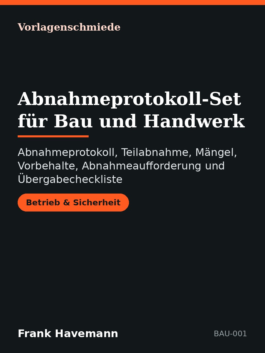 Abnahmeprotokoll-Set für Bau und Handwerk