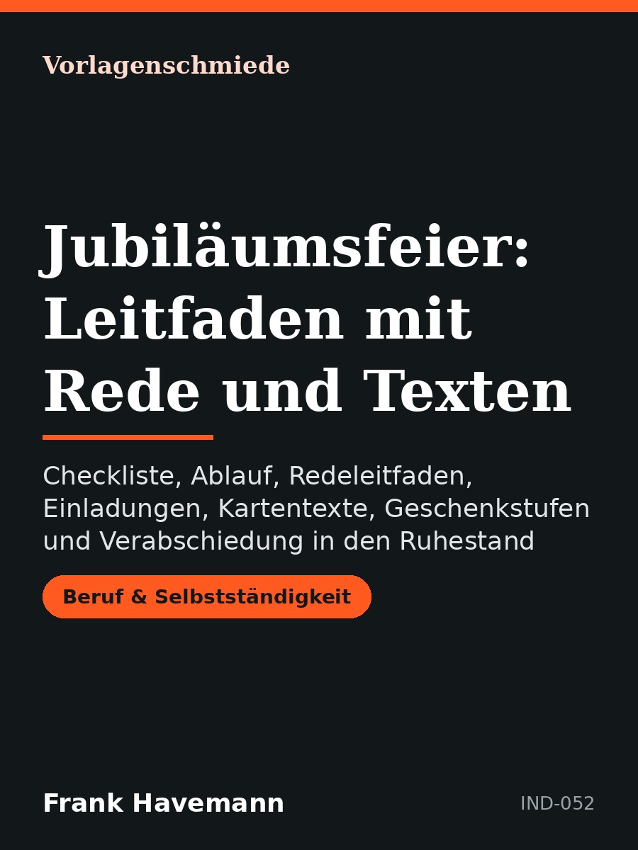 Jubiläumsfeier: Leitfaden mit Rede und Texten