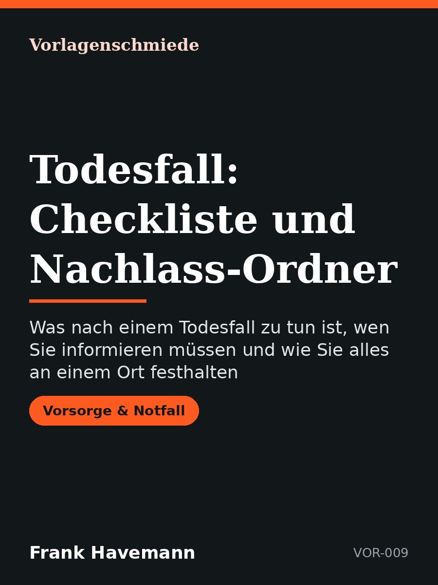 Todesfall: Checkliste und Nachlass-Ordner